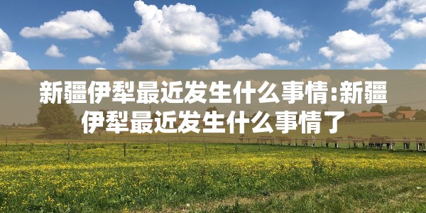新疆伊犁最近发生什么事情:新疆伊犁最近发生什么事情了
